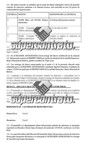 CONTRATO DE ANTICRESIS MODELO - SUPERCONTRATO