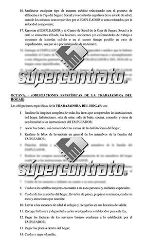 Modelo de contrato de trabajadora del hogar o doméstica - Supercontrato