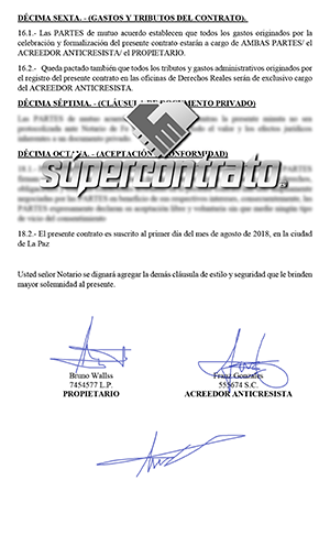 CONTRATO DE ANTICRESIS MODELO - SUPERCONTRATO