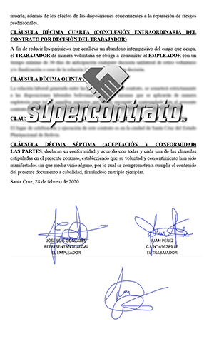 Ejemplos de contrato indefinido