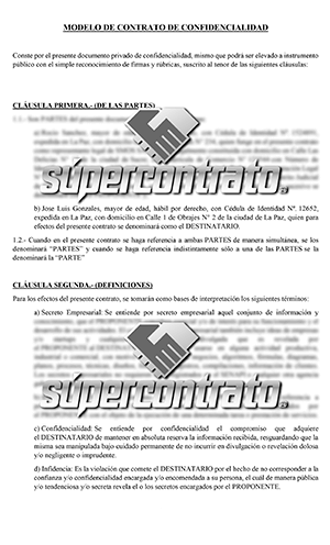 Redacta un modelo de contrato de confidencialidad