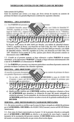 Modelo de contrato de préstamo de dinero - Supercontrato